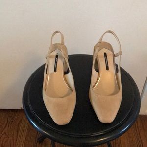 Zara Nude Slingback Heels; Size 7